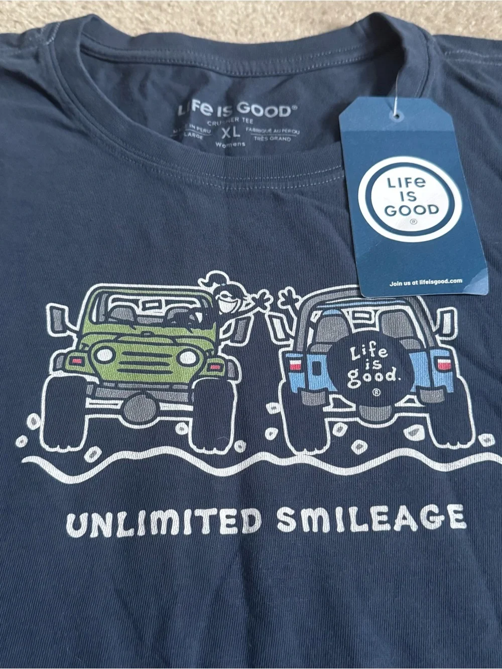 Women's Life is Good Jackie Unlimited Smileage Long Sleeve Crusher Tee Blue XL - Picture 3 of 10